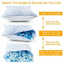 Cooling Memory Foam Pillow Ventilated Soft Bed Pillow With Cooling Gel Infused Memory Foam Heat Moisture Reducing Cooling Fiber Breathable Machine Washable - King_1件 - 查看 9