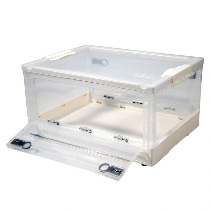 CNCEST Clear Plastic Storage Bin Large Stackable Collapsible Storage