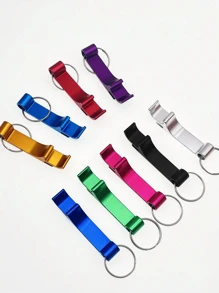1pc Creative Aluminum Alloy Beer Bottle Opener Keychain Can Opener, Gift For Father - Multicolor - View 4