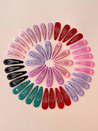 40pcs (1.97in, 5cm) Cute Snap Clips, Glossy Multi-Color Hair Clips, Suitable For Fine Hair, Daily Accessories