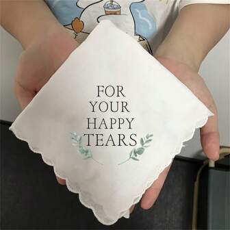 1pc Wedding Decoration FOR YOUR HAPPY TEARS White Lace Handkerchief Bridal Tear Towel Wedding Engagement Honeymoon Travel Wife Gift Bachelorette Party Bridal Shower,Christmas