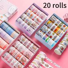 20 卷可爱卡通人物和纸胶带套装，有趣的 DIY 贴纸材料礼品套装 - 卡通膠帶貼紙 - 查看 2