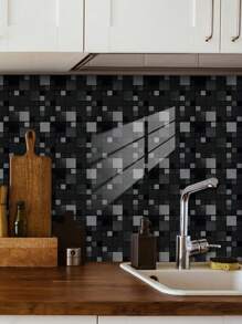 10pcs Geometric Grid Floral Pattern Printed PVC Faux Ceramic Tile Home Decor Wall Stickers, DIY Peel And Stick Wallpaper For Kitchen, Bathroom, Living Room, Waterproof, Removable,Renovation Stickers Peel Wall Panels,Wall Paper, Wallpapers,Spring Decoration Items Refesh Your Home,Rama Decoration Stickers