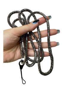 Anti-Lost Cell Phone Lanyard, Shiny Rhinestone Crystal Hanging Lanyard, Accessories - 深灰色 - 查看 6
