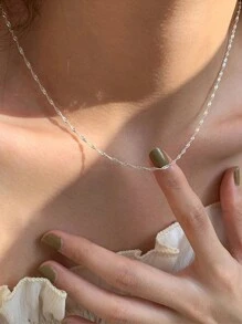 1 件时尚简约女士项链，不锈钢优雅波浪链项链，可调节尺寸，防锈 - 波紋 - 查看 12