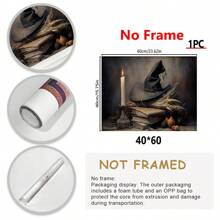 1pc Canvas Wall Art Print, Halloween Witch Poster, Vintage Art Decor Style, Modern Retro Wall Hanging Decor For Living Room, Bedroom, Home Office - Ink On Canvas Interior Artwork Home Decor Halloween Decor Room Decor