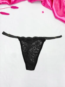 Kit 2 Panties With Lace Adjustment Thong With Heart-Shaped Jewelry Make The Pix - Nhiều màu - Xem 2