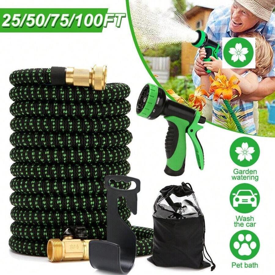 4X Stronger DeluxeFlex - Heavy-Duty, Expandable, Flexible, Kink-Resistant, Burst-Proof Garden Water Hose For Effortless Watering And Longer Durability - 75英尺 - 查看 1
