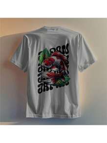 FISH CARPA Men's And Women's Shirt Launch Streetwear Promotion Street Style Printed Japan Fish Streetwear SILPJ1 - Xám - Xem 2