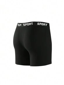 5pcs/Pack Men's Solid Color Loose Boxer Briefs, Breathable & Stretchy Workout Shorts, Suitable For Casual, Beach & Swimwear