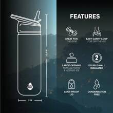 TAL Stainless Steel Ranger Water Bottle With Easy Sip Straw 26 Oz, Black - Pink - View 5
