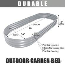 2 Pack 8x3x1FT Galvanized Raised Garden Bed Large Metal Planter Box Kit Elevated Raised Garden Planters For Outdoor Plants - Xám - Xem 3