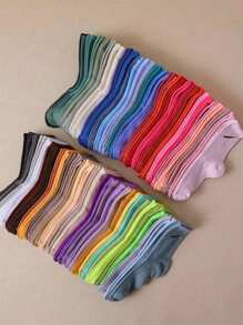 1 Pair / 20 Pairs Of Random One Skim Candy Macaron Colored Socks For Boys And Girls, Suitable For Daily Campus Sports, Fashionable And Versatile, Skin Friendly, Comfortable, Breathable And Odor Proof, Suitable For Men And Women, And Suitable For Couples,Crew Socks