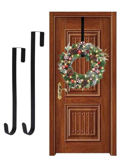 1Pc Christmas Wreath Hook Hangers,Telescopic Hook And 15Inch/12Inch Hook,Front Door Hanging, Metal Wreath Door Hanger For Front Door Decor, Wreath Hanger Over The Door Hooks,Christmas Decorations,Xmas Party Decor,Merry Christmas,Welcome Sign,2025 New Year Decor,Christmas