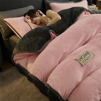 Thicker Milk Velvet Duvet Cover With Ruffle Edge, Antistatic, For Autumn/Winter