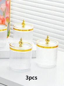 1pc/2pcs/3pcs Storage Jar With Lid & Sealed Metal-Cap, Portable Transparent Candy Jar For Tea, Coffee, Bean, Sugar, Cake, Spice, Home & Kitchen Supplies - Multicolor - View 15