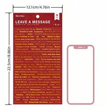 4 tờ/gói Memo Series Miếng dán phẳng, Vật liệu trang trí nhật ký, Đế dán kèm văn bản tiếng Anh - Nhiều màu - Xem 3