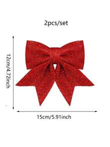 2 Stück festliche Weihnachtsbaum Glitzer Schleifen Deko, rote Pailletten Schleifen dekorative Ornamente für Weihnachtspartys, Hotels, Einkaufszentren und Schaufensterdekorationen, DIY Kranz Zubehör, Weihnachten - Verschiedenfarbig - Übersicht 3