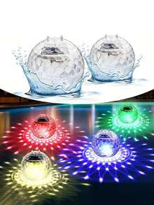 1 件太阳能魔球浮池灯，水上浮吊两用，LED 户外防水装饰景观灯，RGB/暖光变色浮灯适用于日常节日家居装饰花园庭院草坪小路街道小路门廊甲板池塘温泉鱼池泳池家庭晚餐生日派对婚礼装饰氛围灯 - 彩色 - 查看 13