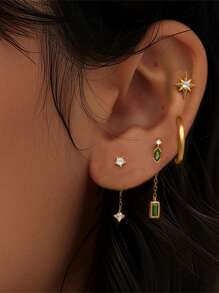 3 piezas Pendientes con borla de circonita de plata de ley 925 para mujer, pendientes clásicos colgantes, adecuados como regalo para mamá, joyería nupcial, joyería fina