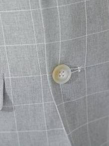 Conjunto de 3 piezas de traje de cuadros para niño pequeño, que incluye chaqueta, pantalones y corbata de moño para ocasiones formales, bodas, actuaciones y la escuela, otoño - Gris - Ver 9