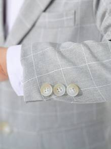Conjunto de 3 piezas de traje de cuadros para niño pequeño, que incluye chaqueta, pantalones y corbata de moño para ocasiones formales, bodas, actuaciones y la escuela, otoño - Gris - Ver 7