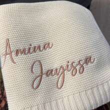 Customized Embroidered Baby Blanket - Personalized Name Knitted Blanket, Suitable For Stroller/Nap - All Season, Soft & Breathable - Mother's Day/Birthday Gift For Child, Mom, Wife - Beige - View 2