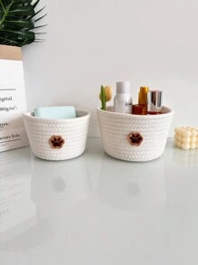 Cestas tejidas a mano con cuerda, canastas de almacenamiento para juguetes de niños, suministros para mascotas, organizador de escritorio de oficina en el hogar, joyería, cosméticos, cestas de almacenamiento para desorden en el escritorio, talla S y L