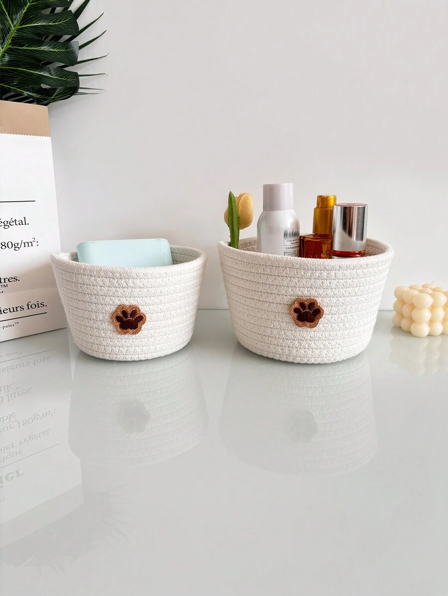 Cestas tejidas a mano con cuerda, canastas de almacenamiento para juguetes de niños, suministros para mascotas, organizador de escritorio de oficina en el hogar, joyería, cosméticos, cestas de almacenamiento para desorden en el escritorio, talla S y L
