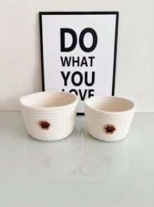 Cestas tejidas a mano con cuerda, canastas de almacenamiento para juguetes de niños, suministros para mascotas, organizador de escritorio de oficina en el hogar, joyería, cosméticos, cestas de almacenamiento para desorden en el escritorio, talla S y L