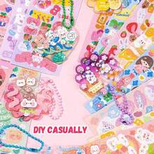 Nhãn dán trang trí laser hình cô gái hoạt hình dễ thương, chống thấm nước cho trẻ em, sổ lưu niệm, văn phòng phẩm, điện thoại, cốc - Họa tiết nhỏ & nhãn dán hình mặt, phần thưởng cho trẻ em - Nhiều màu - Xem 5