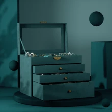 Joyero para mujeres, de 4 capas, organizador y vitrina de joyas vintage, gran capacidad de almacenamiento de collares para aretes, pulseras, anillos, regalo ideal para sus seres queridos - Negro - Ver 3