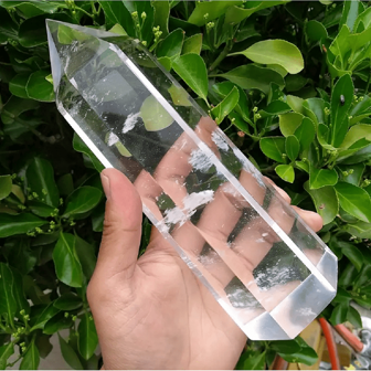 1颗优质大尺寸白色熔岩石英晶柱 - 抛光水晶，适用于冥想、灵气脉轮平衡和家居装饰，独特的灵性礼物