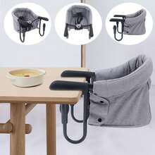 Portable Folding Baby Hook On Clip On High Chair Booster Fast Table Seat Grey - Grey - View 2