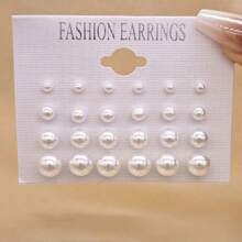 12 对全新大型仿珍珠耳钉套装