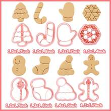 迷你圣诞饼干切割机，一键成型 3D 凸起设计饼干印章，迷你姜饼，雪花，雪人，糖果烘焙模具，圣诞装饰饼干切割机套装（圣诞节）圣诞装饰圣诞装饰圣诞礼物圣诞派对用品 - 彩色 - 查看 2