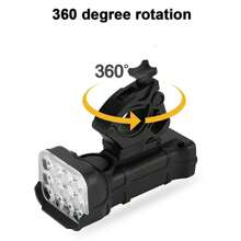 1 pieza Luz frontal de bicicleta con 12 LED recargable por USB, bocina de 140 dB y pantalla digital - Negro - Ver 7