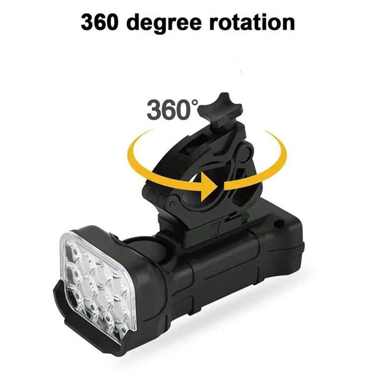 1 pieza Luz frontal de bicicleta con 12 LED recargable por USB, bocina de 140 dB y pantalla digital - Negro - Añade 7