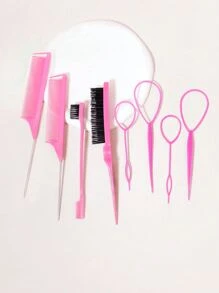 喷壶辫子发套，适合送女孩圣诞套装，适合化妆、发型设计、发梳套装、男孩和女孩儿童卷发梳子、喷壶+平滑刷+美容刷+鼠尾梳刷+辫子工具、化妆品、夏季套装 Y2k、发刷、梳子、美发工具、理发沙龙美容旅行必需品的美发产品和配件、返校、旅行度假必需品、女士发饰、刷子、发刷、边刷、刷头发、发梳、梳头发、顺发刷、球刷、迷你发刷、发刷套装、木梳、发刷、刷子、梳子、光滑后刷、发刷、边刷、刷头发、发梳、发刷套装、梳头发、迷你发刷、顺发刷、发刷、头发、配件、美发产品、美发工具、美发用品、护发、卷发刷、理发师、理发配件美发设备 - 淺粉色 - 查看 5