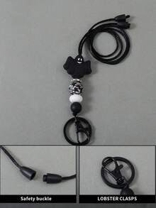 1pc Halloween Ghost Silicone Skull Print Beaded Keychain, ID Card, Lanyard, Bag Charm, Wristlet Key Ring, Halloween Christmas Gift Ideas Bag Lanyards With Id Holder Car Accessories Bag Charms