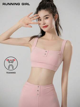 RUNNING GIRL RUNNING GIRL Women's High Impact Fitness Running Shockproof Push Up Yoga Sports Bra, Backless Vest Style