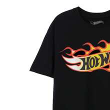 Hot Wheels Mens Flames Logo T-Shirt (Black) - Black - View 2
