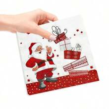 20pcs Christmas Napkins, Santa Claus Christmas Paper Napkins, Christmas Napkins, Holiday Napkins, Christmas Cocktail Napkins, Christmas Disposable Napkins, Christmas Dinner Napkins, Merry Christmas - Multicolor - View 7