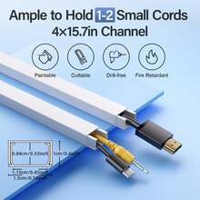 墙壁电线隐藏器，适用于一根电线，62.8 英寸电线盖，适用于墙壁上的电线，易于安装的墙壁电缆盖，白色电缆槽隐藏电线，墙壁电缆隐藏器电线管理，4X 长 15.7 英寸，宽 0.6 英寸，高 0.4 英寸 - 常規 - 查看 6