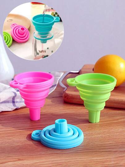 3入組矽膠可摺疊漏斗套裝，便攜廚房工具，適用於烹飪油、酒、液體