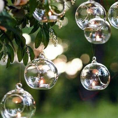 4 件 3.15 英寸/8 厘米悬挂式玻璃茶灯架球形植物玻璃容器玻璃球空气植物茶灯烛台家居装饰室内室外花园 DIY 礼品玻璃悬挂式玻璃容器球形玻璃花盆玻璃容器，家居装饰，房间装饰，墙壁装饰