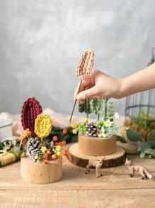 1Pc Handmade Crochet Lá Hoa Giả Sắp Xếp Bằng Gỗ, Chậu Cây Giả, Quả Thông, Hoa Giả, Cây Giả, Phong Cách Nhật Bản Cổ Điển Trang Trí Nhà Rustic, Trang Trí Mùa Thu, Nhà Nông Trại, Phòng Gia Đình, Ký Túc Xá Trường Học, Văn Phòng, Trung Tâm Bàn, Trang Trí Bàn, Trang Trí Sân Vườn - Nhiều màu - Xem 13