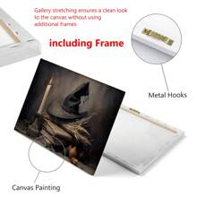 1pc Canvas Wall Art Print, Halloween Witch Poster, Vintage Art Decor Style, Modern Retro Wall Hanging Decor For Living Room, Bedroom, Home Office - Ink On Canvas Interior Artwork Home Decor Halloween Decor Room Decor