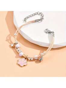 Fashion Rope Bracelets For Women Dog Paw Pendant Female Jewelry Gifts - Màu hồng gỉ - Xem 1