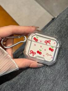 1 个多色漆樱桃/蝴蝶结/小狗图案透明防震蓝牙耳机盒兼容 Airpods 1/2、AirPods Pro、AirPods Pro（第二代）、AirPods 3 - 彩色 - 查看 3